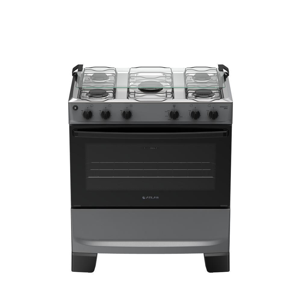 Imagem do Fogao 5 Bocas Atlas Monaco Plus Mesa De Inox Bivolt Titanium