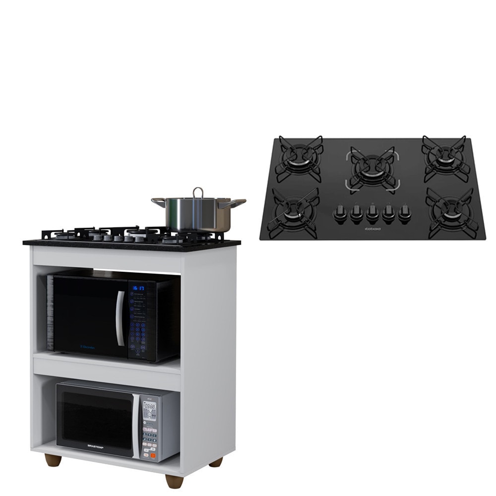 Imagem do Kit Balcao Cooktop Turim 5 Bocas Com Fogao Cooktop Essencial 5 Bocas Itatiaia