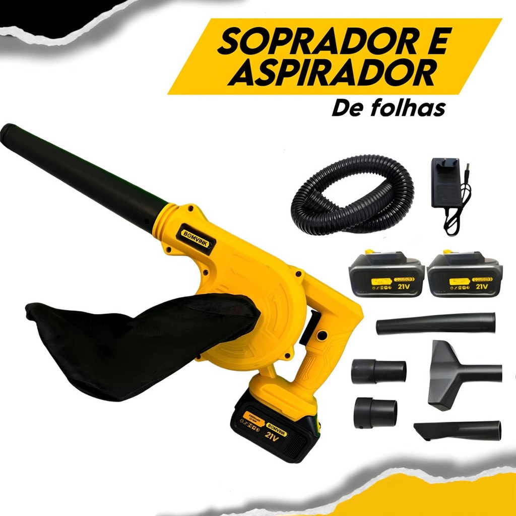 Imagem do Soprador Folhas Com 2 Bateria 21v Aspirador Eletrico Portatil Premium
