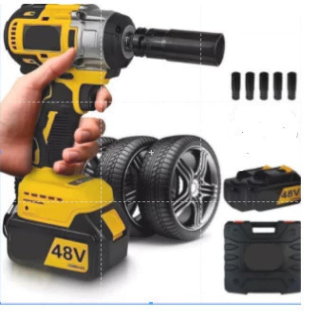 Imagem do Chave De Impacto 48v Eletrica Parafusadeira Furadeira Brushless 48v 2 Baterias Kit Ferramentas Completo