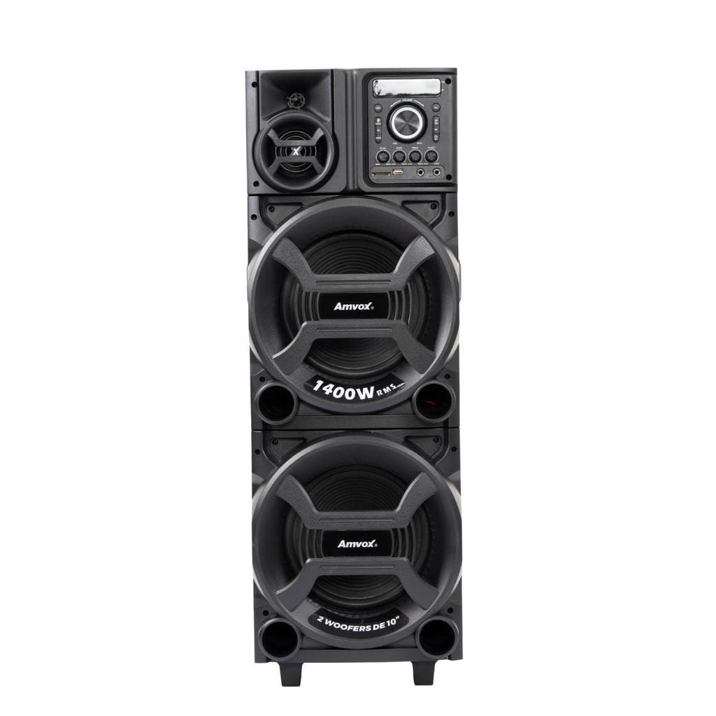 Imagem do Caixa De Som Bluetooth Amplificada Amvox Aca 1402 Titan Black Preta Com Led Bivolt