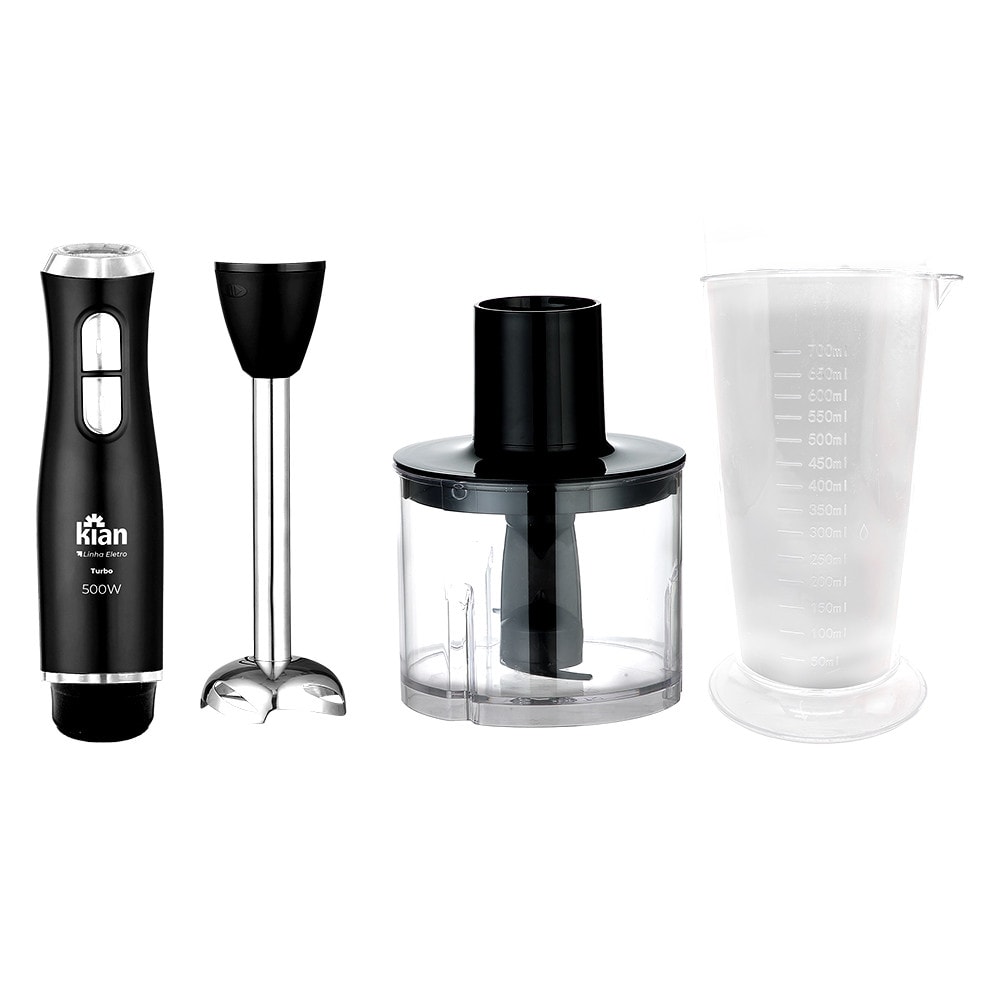 Imagem do Mixer 2 Em 1 Turbo 500w Preto Com Copo E Mini Processador Kian 127v