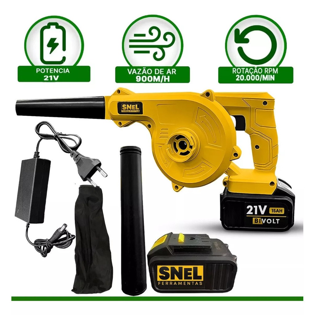 Imagem do Soprador De Folhas E Aspirador De Po 21v Snel Bivolt Bateria 15ah E Dupla Velocidade