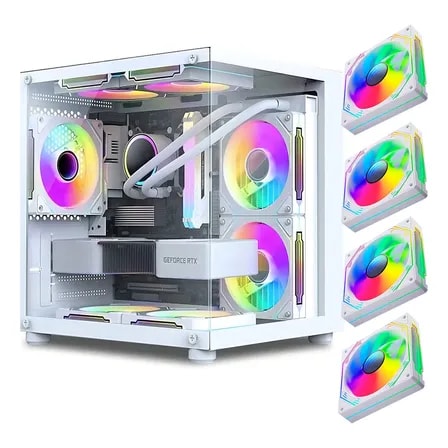 Imagem do Gabinete Gamer Aquario Em Vidro Com 4 Fans Rgb Gb1797 Cor Branco