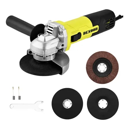 Imagem do Esmerilhadeira Angular Eletrica 950w Real Profissional 115mm 12000rpm Com Trava De Eixo E Kit Completo De Acessorios Desoon Verde Claro 220v