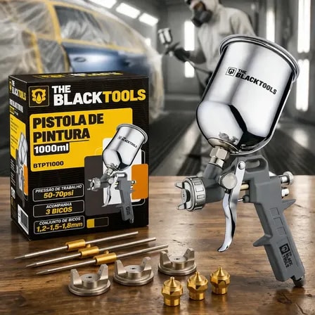 Imagem do Pistola De Pintura Profissional De Gravidade Caneca 1000ml Prateado