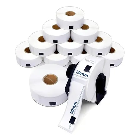 Imagem do 01 Rolo Compativel Com Etiqueta Brother Dk1201 29x90 Mm Ql800 Cor Branca Branco