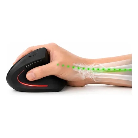 Imagem do Mouse Sem Fio Ergonomico Optico Vertical 1600 Dpi Preto Preto