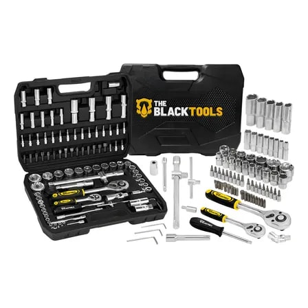 Imagem do Kit Chaves Jogo Catraca Reversivel Soquetes 94 Pcs Maleta Amarelo