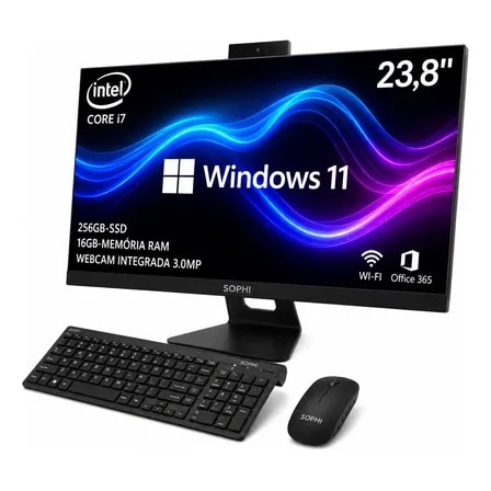 Imagem do Computador All In One Sophi C240 I7 16gb Windows 11 Ssd256gb Preto 127 220v