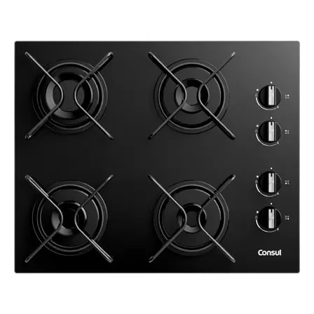 Imagem do Cooktop 4 Bocas Consul A Gas Mesa De Vidro Preto Bivolt