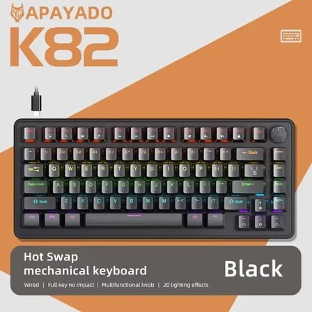 Imagem do Teclado Mecanico Para Jogos Apayado K82 75 Hot Swap Black Blue Switch Ingles Us