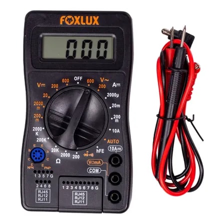Imagem do Multimetro Digital Foxlux Com Testador Rj11 Rj45 E Bipe Sonoro