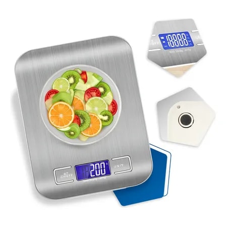 Imagem do Balanca Digital Cozinha Fitness Inox 10kg Alimentos Visor Grande Alta Precisao Pesar Dieta Portatil Prateada Pilha Nixzen 10 Kg