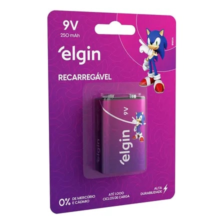 Imagem do Bateria Recarregavel 9v 250mah Elgin Alta Durabilidade