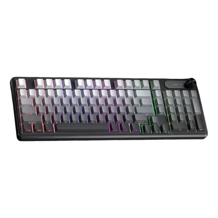 Imagem do Teclado Com Fio Furycube 98 Teclas Qwerty Com Teclado Numerico Rgb Silencioso Compativel Com Win Macos Usb Plug And Play Para Escritorio E Jogoscor Preto Preto E Cinza Ingles Us