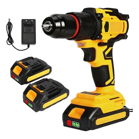 Imagem do Parafusadeira Furadeira De Impacto Semescovas 2 Baterias 21v Amarelo 127 220v 50 60hz