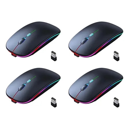 Imagem do Mouse Rgb Sem Fio Led Preto Recarregavel Gamer Wireless Kit4 Preto