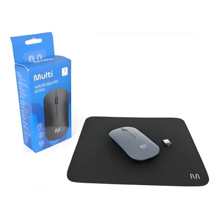 Imagem do Mouse Slim Sem Fio Mo307 2 4gh Multilaser Mousepad Cor Preto Preto