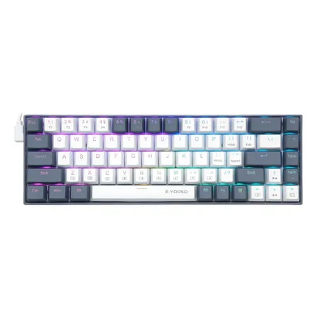 Imagem do Teclado Mecanico E Yooso Z 686 Compacto Abnt2 65 Rgb Silenc Branco E Cinza Ingles Us