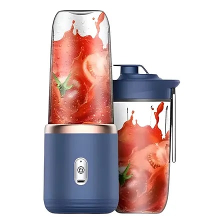 Imagem do Mini Liquidificador 2 Copos Portatil Mixer Recarregavel 6 Laminas Batedor Sheikeira 40w Cor Azul