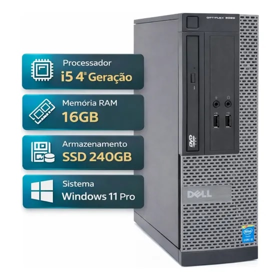 Imagem do Computador Cpu Dell I5 16gb Ssd 240gb Para Empresa Win 11 240 Gb 16 Gb Intel Hd Graphics 4600