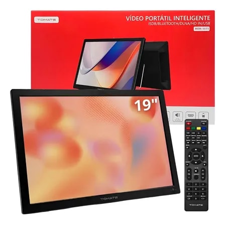 Imagem do Monitor Portatil Tomate 19 Hd Hdmi Usb Som E Bateria Preto 127 220v