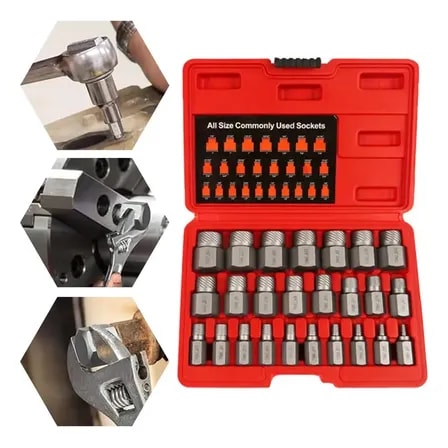 Imagem do Extrator De Parafusos Seis Cantos Polegadas Kit25 Ferramenta