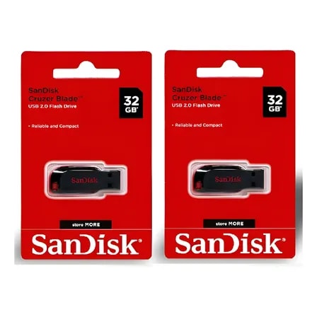 Imagem do 2 Pendrives Sandisk 32gb Entrada Usb 2 0 Preto E Vermelho Sandisk