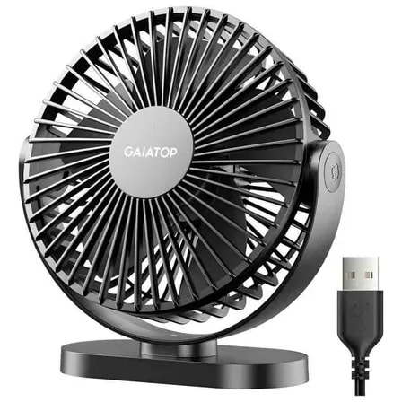 Imagem do Ventilador Portatil De Mesa 3 Velocidades Ultra Silencioso Preto