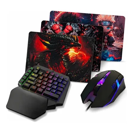 Imagem do Kit Gamer Mageon Teclado Single Hand Uma Mao 35 Mouse Pad Preto