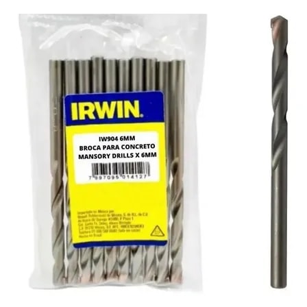Imagem do Broca Concreto Videa 6mm Irwin Iw904 Kit 10 Unidades