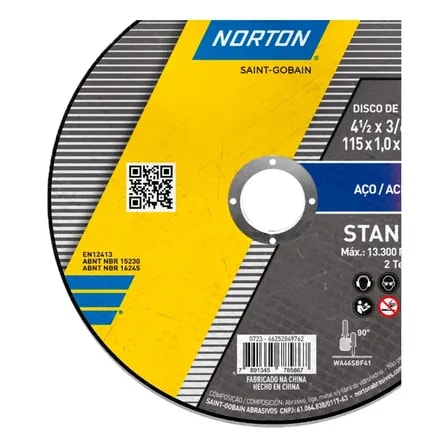 Imagem do 24 Un Disco Corte Norton Standard 4 1 2 Aco Inox