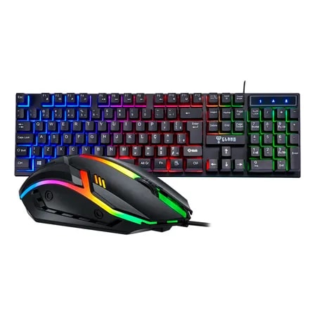 Imagem do Kit Gamer Forte Sul Teclado Semi Mecanico Rgb Abnt 2 Mouse Optico 2400 Dpi Preto