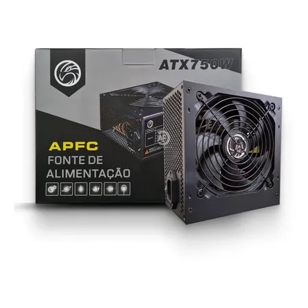 Imagem do Fonte Gamer Atx 750w Pfc Ativo Bivolt Automatico Brazilpc Preto
