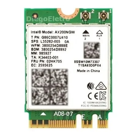 Imagem do Placa Wi Fi 6 Intel Ax200 Bluetooth 5 0 Dual Band 2974 Mbps