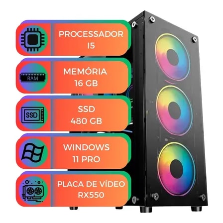 Imagem do Computador Gamer Multipc I5 Rx550 16gb Ssd 480gb Sata Win 11