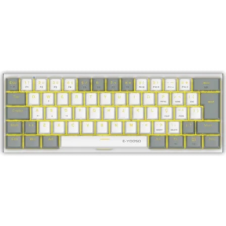 Imagem do Teclado Mecanico E Yooso Z11 Abnt2 60 Switch Red Hotswap Grey White Red Switch Ingles Us