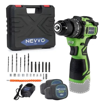 Imagem do Parafusadeira Furadeira De Impacto 16v Brushless Nevvo Verde 16v 50 60 Hz