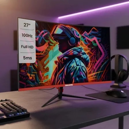 Imagem do Monitor Gamer Curvo Concordia Gamer Cz270f Led 27 Polegadas Preto Vermelho Full Hd 127 220v