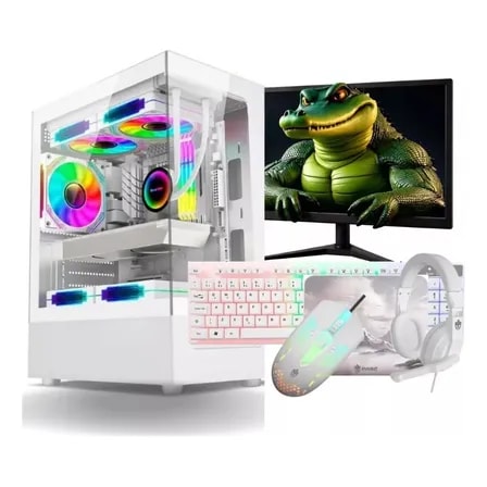 Imagem do Pc Gamer Branco Intel I5 Rx 550 Ram 16gb Monitor Kit Gamer