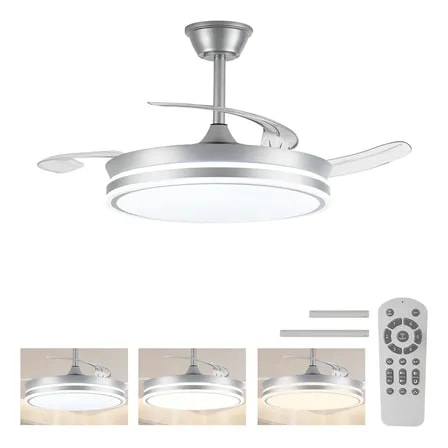Imagem do Ventilador De Teto Silencioso Com Controle Remoto Prata 1 067 M 50hz 60hz Prata Transparente Abs 3 127 220v