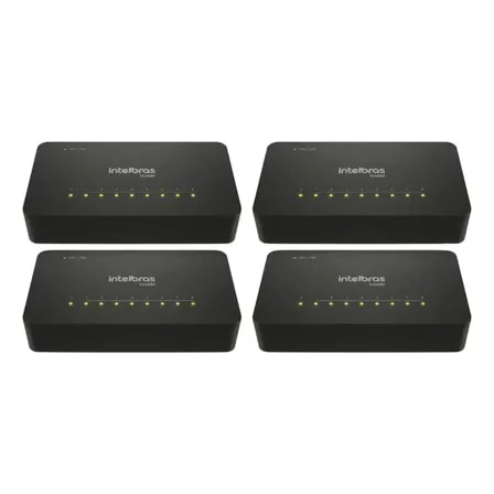 Imagem do Kit 4 Switch Intelbras S1108f 8 Portas Nao Gerenciavel Fast 10 100