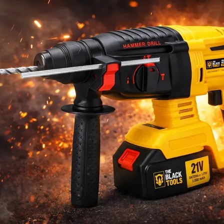 Imagem do Martelete Rotativo Profissional A Bateria 21v C Impacto Sds Amarelo 110v 220v 60hz