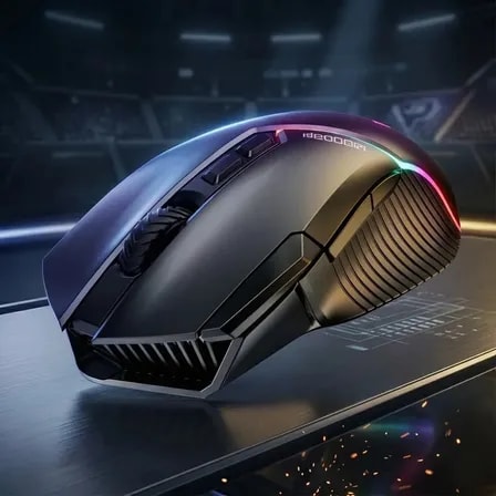 Imagem do Basike Mouse Gamer Sem Fio Rgb Mouse Recarregavel Mouse Mouse Tri Modes Bt5 1 Tipo C Com Fio Sem Fio 2 4g Sensor 30g 12 800 Dpi 96g Leve 9 Comandosajustavels Up To 260h Battery Life For Pc Mac