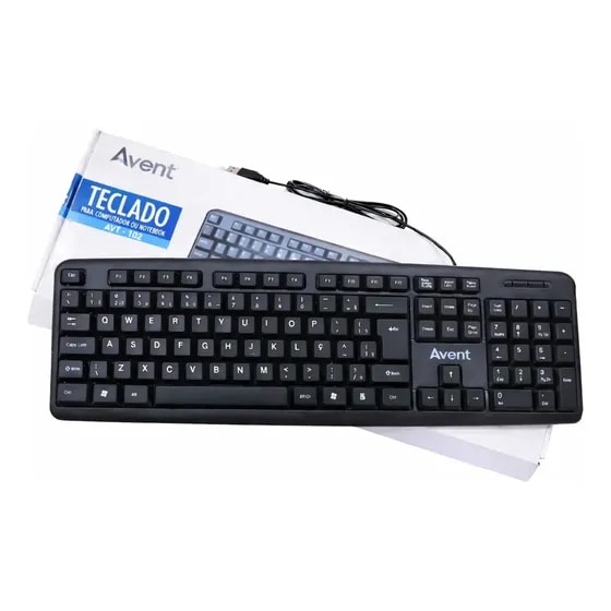 Imagem do Teclado Avt 102 Usb Para Computador Notebook Com Fio Abnt2 Silencioso Portugues Preto