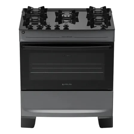 Imagem do Fogao 5 Bocas Atlas Monaco Top Glass Automatico Mesa De Vidro Titanium 127 220v