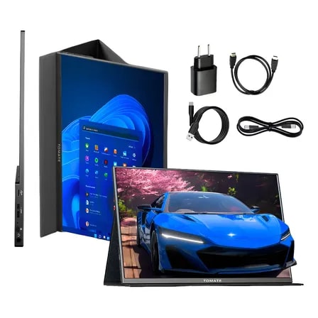 Imagem do Monitor Gamer Portatil Full Sllin Viagens Trabalho Tipe C Hdmi Cor Preto Tomate Mtm 1506 Preto 127 220v