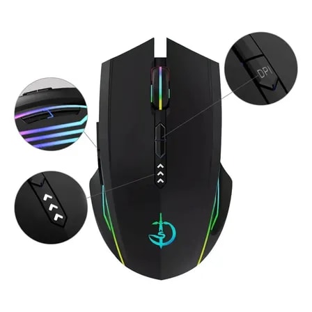 Imagem do Mouse Sem Fio Recarregavel Bluetooth2 4g Gamer Ergonomico Preto