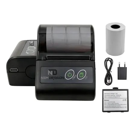 Imagem do Mini Impressora Termica Bluetooth 58mm Newdragon Portatil Para Cupom Pedido Ifood Qr Code Compativel Android Ios Sem Fio Ideal Para Comercio Pdv Restaurante Cor Preto Newdragon 127 220v